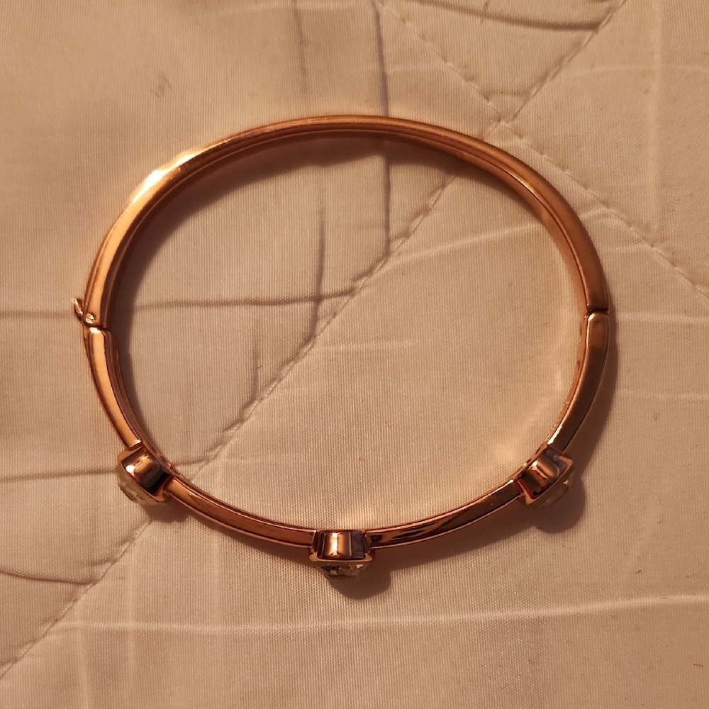 Rose Gold Minimalist Bangle Bracelet with Stud Accents